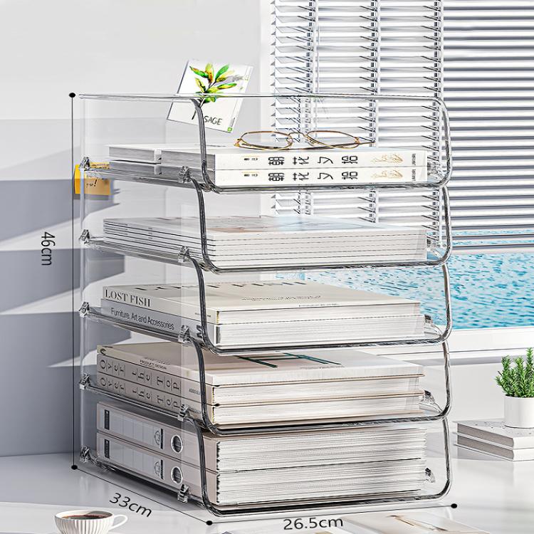 Desktop Stackable Acrylic File Storage Rack, Large-Capacity Book Shelf For Bedroom & Living Room, Widened 1 Layer, Widened 2 Layer, Widened 3 Layer, Widened 4 Layer, Widened 5 Layer, Extended 1 Layer, Extended 2 Layer, Extended 3 Layer, Extended 4 Laye...