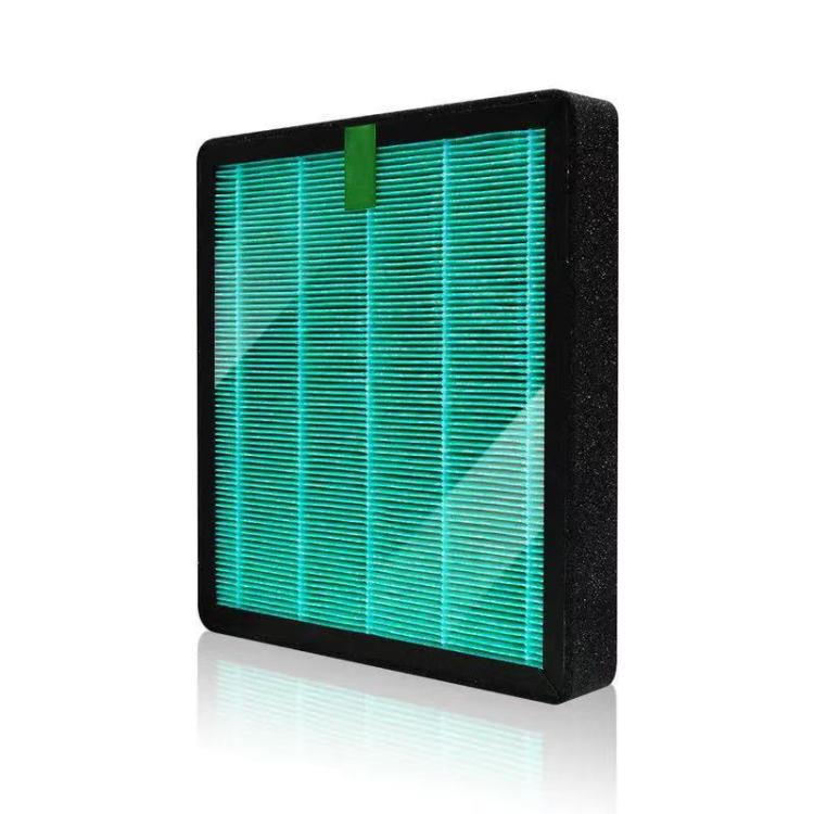 Replacement 2-in-1 HEPA and activated carbon filter, black frame with green media