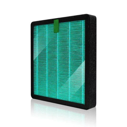 Replacement 2-in-1 HEPA and activated carbon filter, black frame with green media