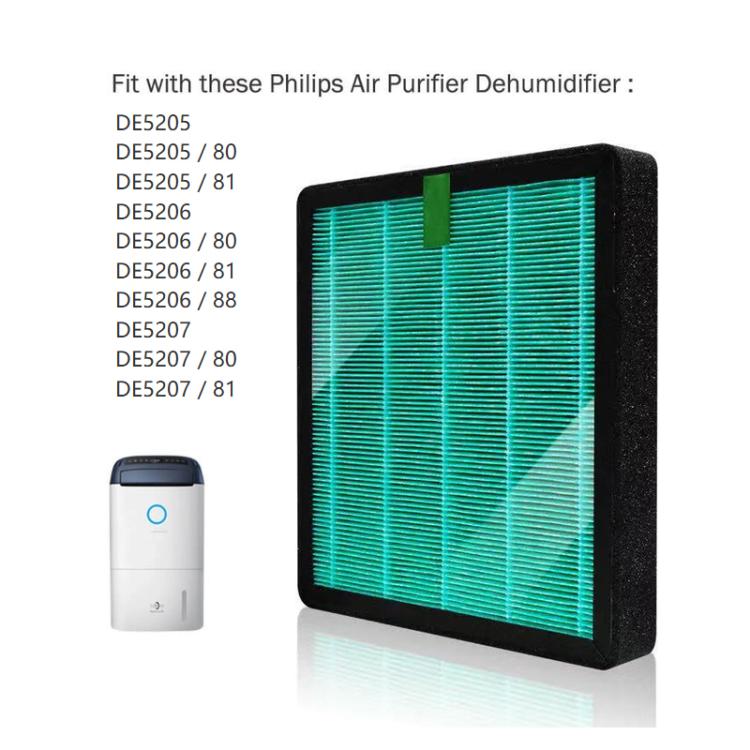 Replacement filter with black border and green pleated HEPA-style media, front view