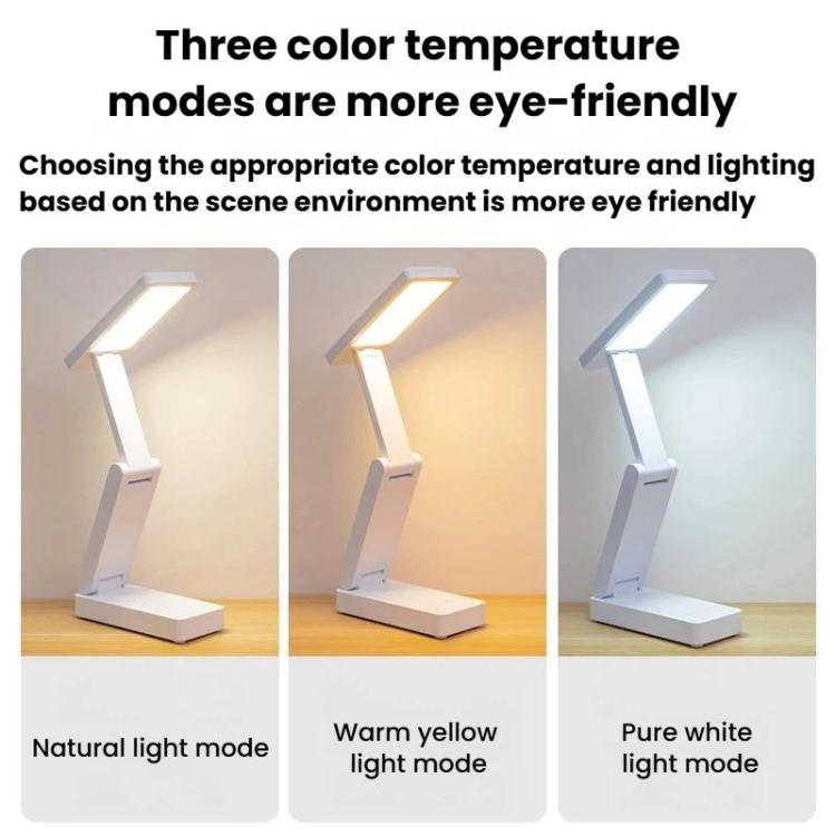 Xiajule Touch Control Rechargeable Folding Desk Lamp, Eye Protection Portable Lamp For Student Dormitory, No Clock, With Clock