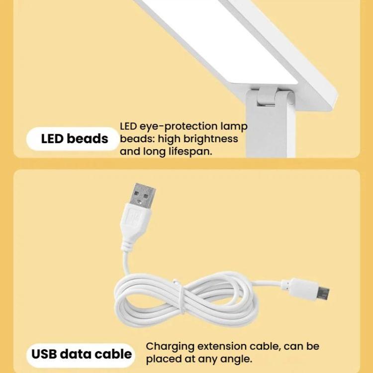 Xiajule Touch Control Rechargeable Folding Desk Lamp, Eye Protection Portable Lamp For Student Dormitory, No Clock, With Clock