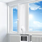 Universal window seal with fitted white fabric barrier and flexible exhaust hose