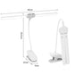 Dual-head clip-on LED lamp size: 45cm span, white clip base, flexible arms