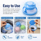 Reusable floating lint filter for washers, shown with blue and pink open mesh bag