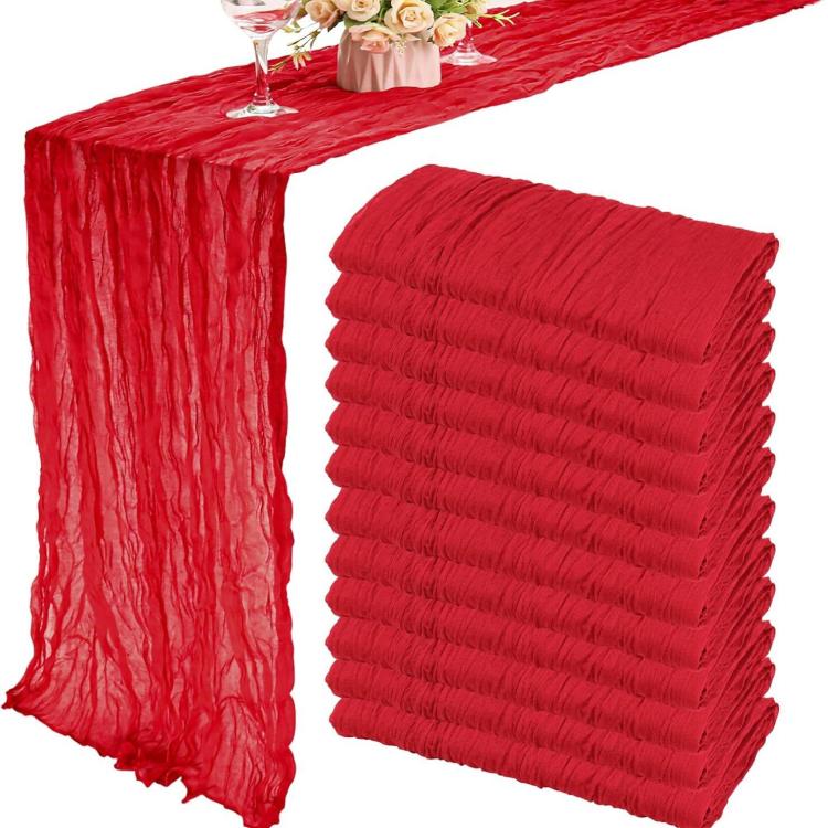 Crepe Table Runner Wedding Party Decoration Pleated Gauze, 90x180cm, 90x300cm, 90x400cm