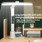 White portable LED desk lamp with arched lamp head and pen holder base