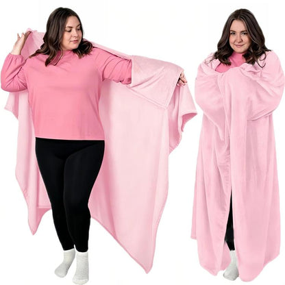 Office/Home Warm Blanket with Sleeves for Outerwear, 177x154cm