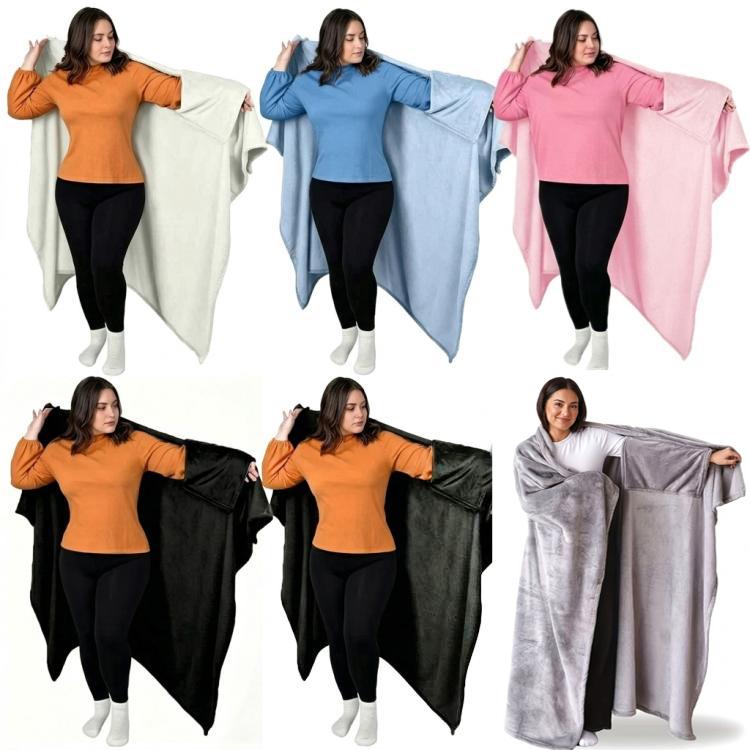 Office/Home Warm Blanket with Sleeves for Outerwear, 177x154cm