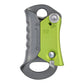 Green and gray rope ascender with two fixing holes and curved frame