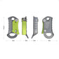 Rope ascender size view showing green-and-gray device and side profile