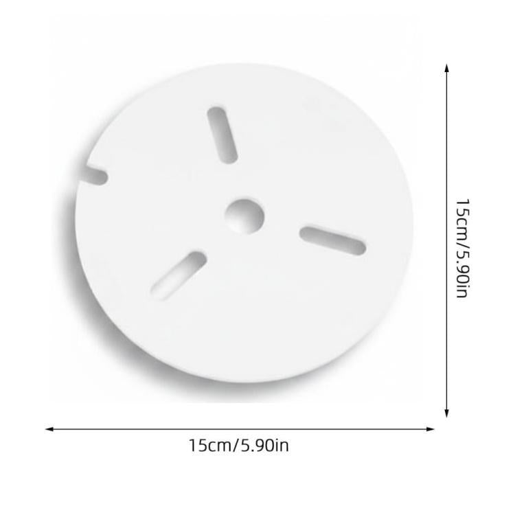 Round white acrylic anti-jump cover with ventilation holes, 15cm diameter
