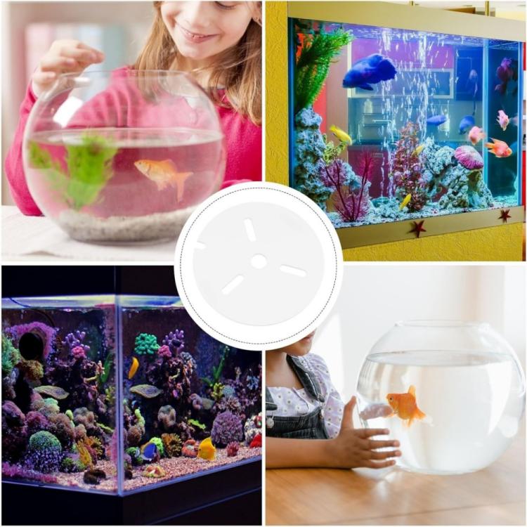 White round acrylic anti-jump cover with hole openings for aquarium tank tops
