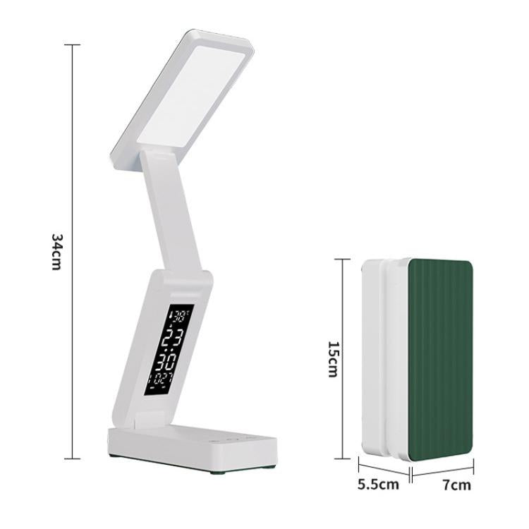 Xiajule Rechargeable Smart Digital Display Clock Folding Desk Lamp, Eye-Caring Study Bedside Reading Light