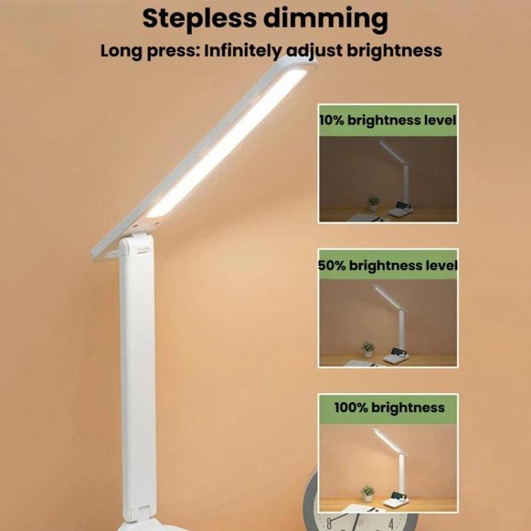 LED folding desk lamp with stepless dimming light bar