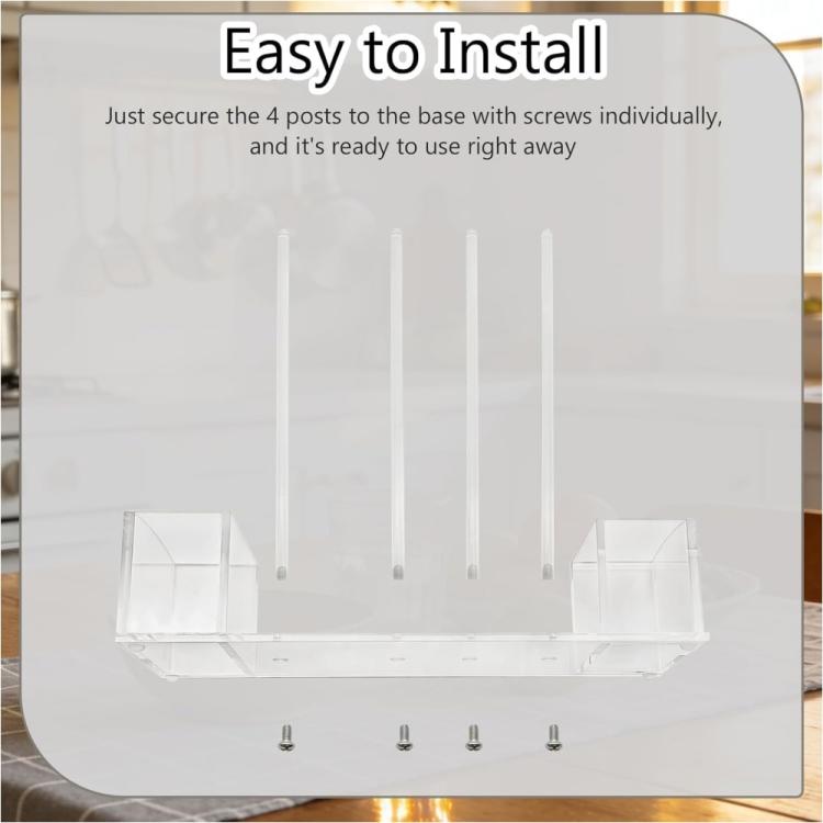 Clear acrylic mason jar lid organizer base with four posts and mounting screws
