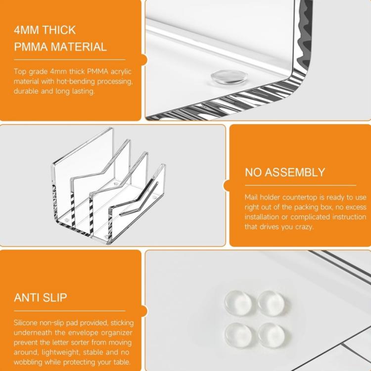 4mm thick PMMA acrylic 3-layer organizer with anti-slip base pads