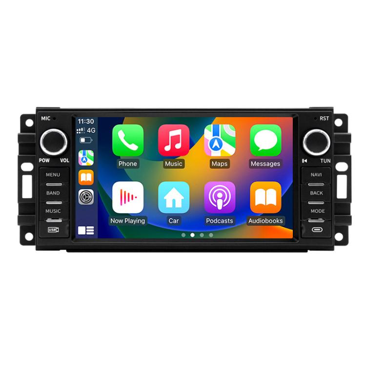 7-inch car navigation head unit with touchscreen and physical control buttons on both sides