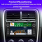 In-dash 7-inch navigation radio installed in car with GPS map shown on the screen