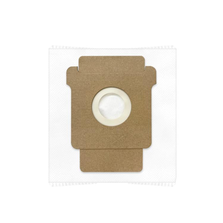 Robot vacuum dust bag with brown filter cover and white fabric pouch