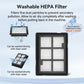 Robot vacuum washable HEPA filter with gray mesh panels in black frame