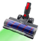 Electric motorized floor brush head with clear roller cover and LED light strip