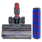 Electric floor brush head with clear roller housing and blue roller insert