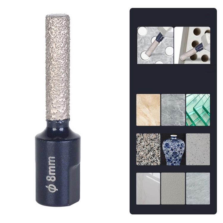 Diamond core drill bit with 8mm diameter, for glass and stone, for angle grinder