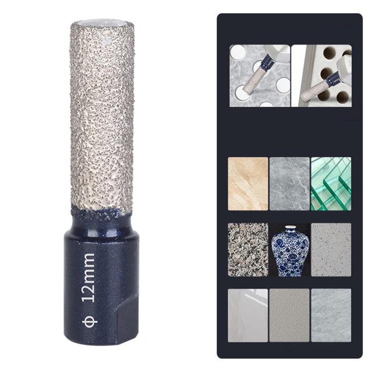Diamond core drill bit with 12mm diameter, for glass and stone, for angle grinder
