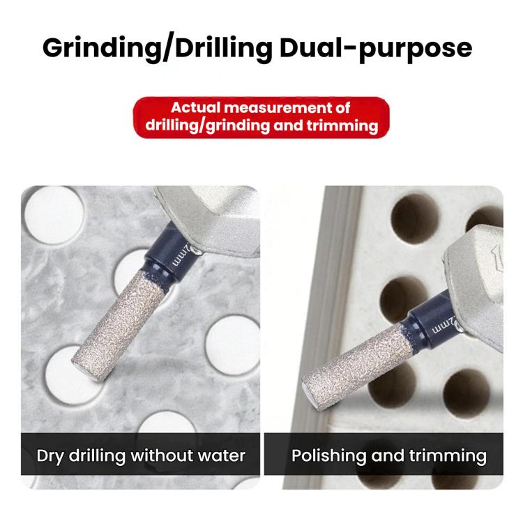 Diamond core drill bit for grinding and drilling dual-purpose, dry and trimming shown