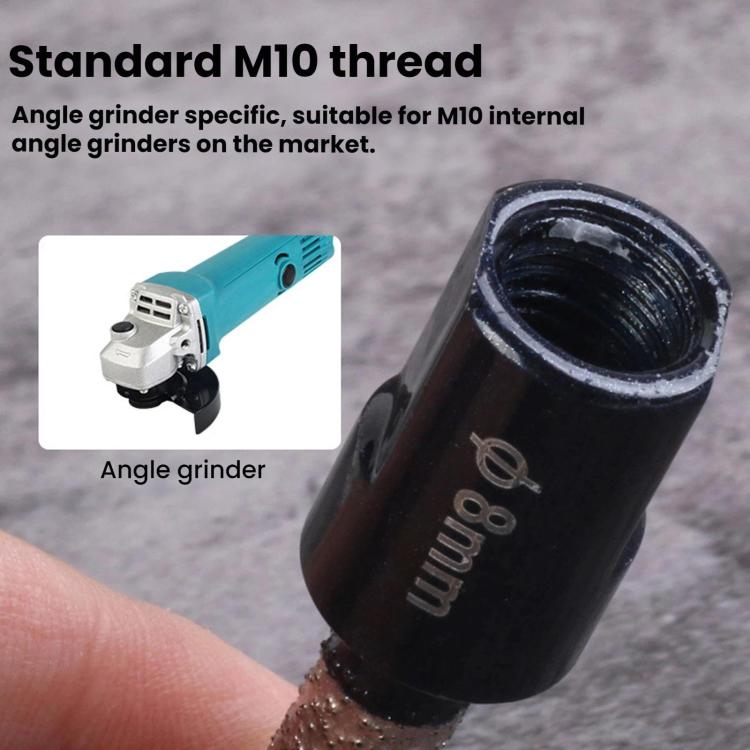 M10 thread diamond core drill bit for M10 angle grinders, close-up thread view