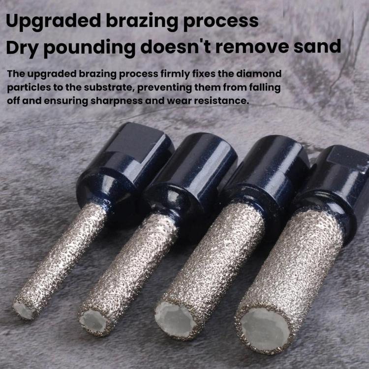 Diamond hole saw bits for glass, dark shafts with silver diamond cores