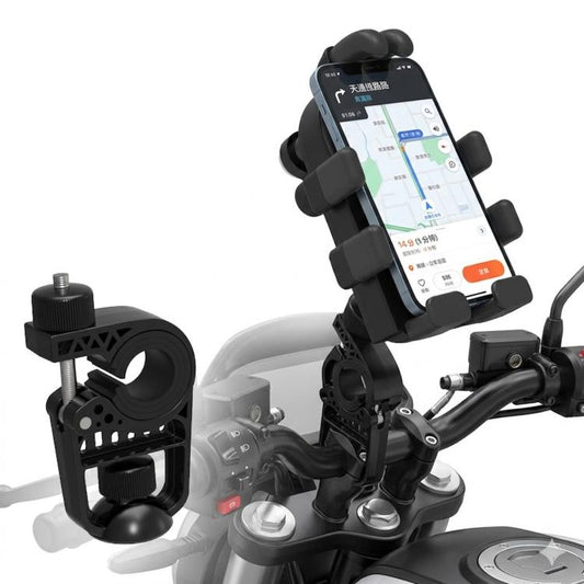 Electric Motorcycle Eight-Armed Fixation Shockproof Phone Mount, All Black Handlebars, Black Orange Handlebars, Orange White Handlebars, Black White Handlebars, All Black Mirror Mounts, Black Orange Mirror Mounts, Orange White Mirror Mounts            ...