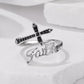 Vintage Cross Copper White Gold Plating Adjustable Ring