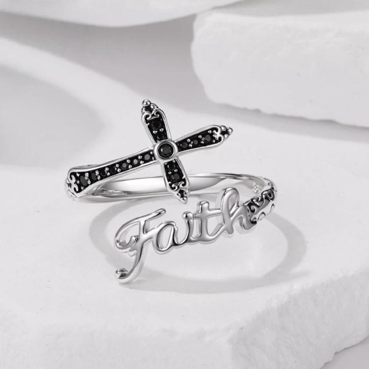 Vintage Cross Copper White Gold Plating Adjustable Ring