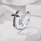 Vintage Cross Copper White Gold Plating Adjustable Ring