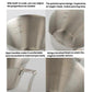 Stainless steel coffee cup with brushed interior and pointed spout for easy pouring