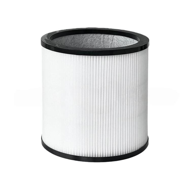 Replacement air purifier filter cartridge with black top and white pleated filter media