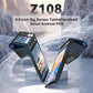 Android POS tablet-style handheld device with two front-facing touchscreens in black