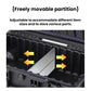 Black shockproof toolbox interior with adjustable partition and molded compartments