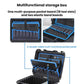Shockproof storage toolbox showing double-sided pocket panel and open interior