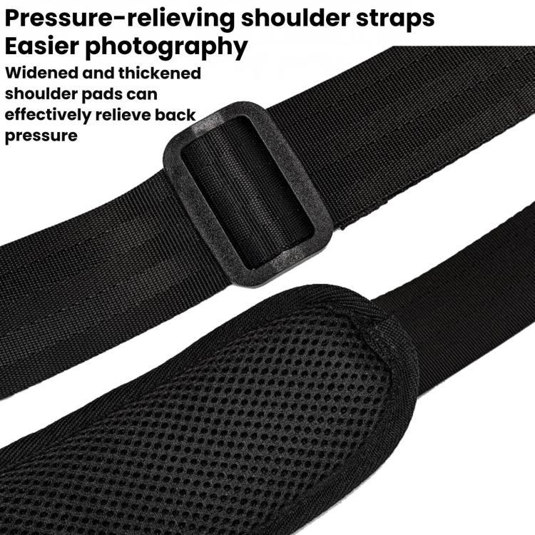Black pressure-relief shoulder strap with padded support for comfort