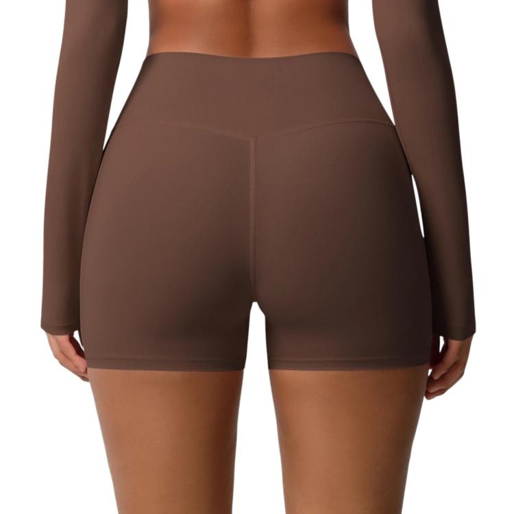 Double-Sided Brushed High-Waisted Tight-Fitting Fitness Yoga Shorts, S, M, L, XL