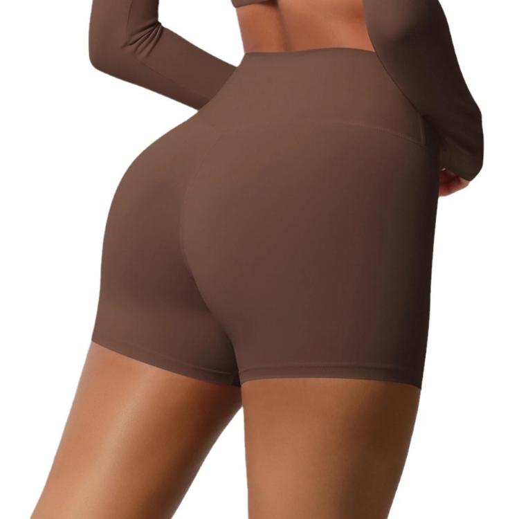 Double-Sided Brushed High-Waisted Tight-Fitting Fitness Yoga Shorts, S, M, L, XL