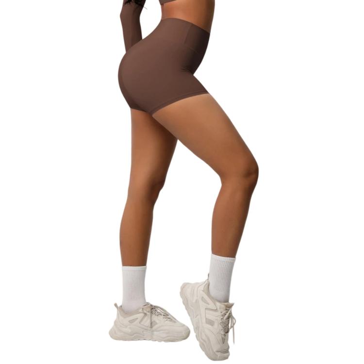 Double-Sided Brushed High-Waisted Tight-Fitting Fitness Yoga Shorts, S, M, L, XL