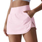 High-Waisted Form-Fitting Two-Piece Style Tennis Skirt With Back Pockets, S, M, L, XL