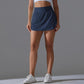 High-Waisted Form-Fitting Two-Piece Style Tennis Skirt With Back Pockets, S, M, L, XL