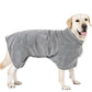 Pet bath robe for dogs and cats, grey absorbent terry cloth