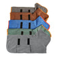 Pet bath robe set in multiple colors with black buckle straps and orange trim