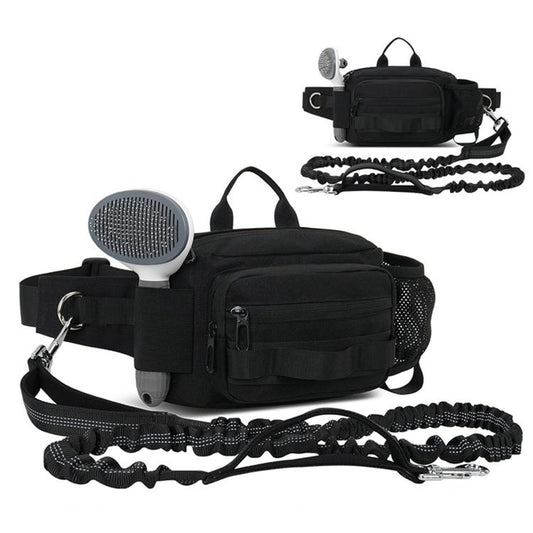 Dog Walking Bag With Leash Multifunctional Outdoor Sports Water Bottle Waist Pack